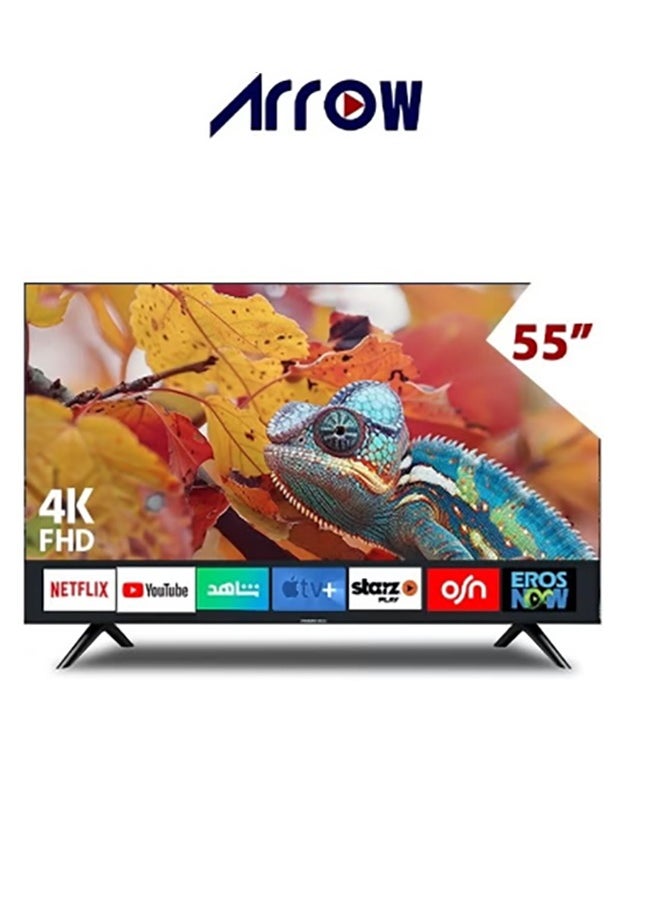 آركيو - تلفزيون ذكي LED بدقة 4K مقاس 55 بوصة، webOS 2.0، دقة UHD 3840x2160، نسبة عرض إلى ارتفاع 16:9، ذاكرة وصول عشوائي 1.5 جيجابايت، ذاكرة قراءة فقط 8 جيجابايت، Dolby Atmos، صوت DTS Premium، صوت Bluetooth، HDR10+، 3 منافذ HDMI و2 منافذ USB، تحكم صوتي بدون استخدام اليدين، WiFi | RO-55LPW - Image 1