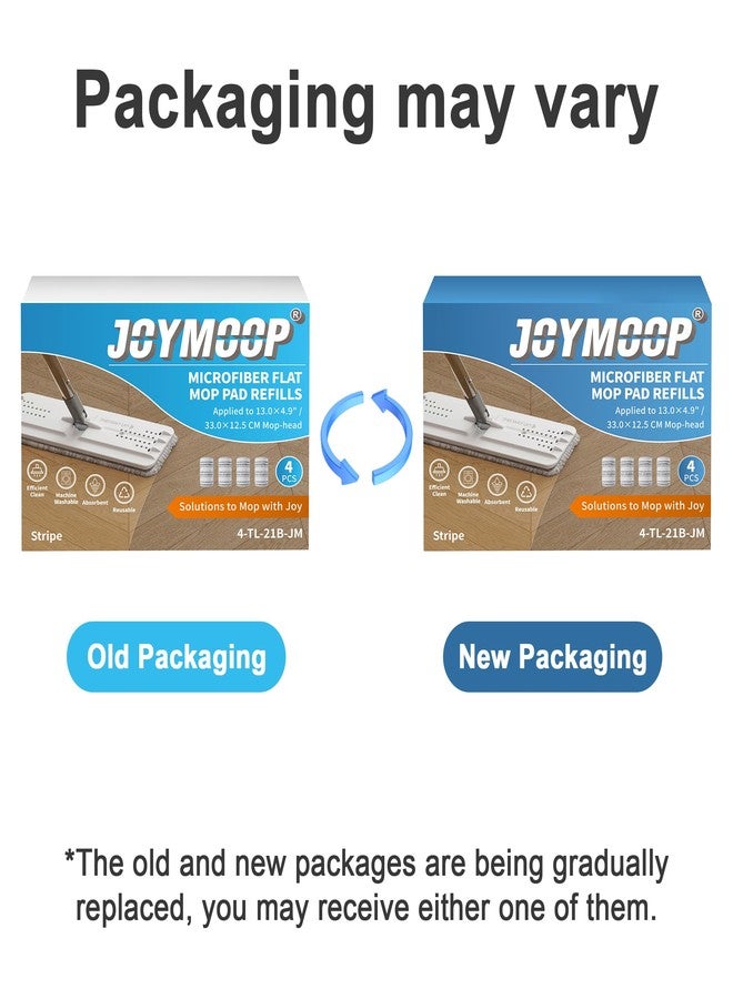JOYMOOP Flat Mop Pads, Microfiber Mop Cleaning Pads, Washable Pads, Pads Replacement for Flat Mop or Mop Bucket Set, Pack of 4 Refills 13inch - Stripe - Image 3