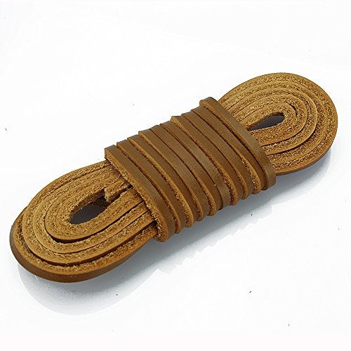 LolliBeads (TM) 3mm Flat Genuine Leather Shoe Lace Boot Lacing Strip Cord Braiding String Light Brown(72 Inches) - Image 1