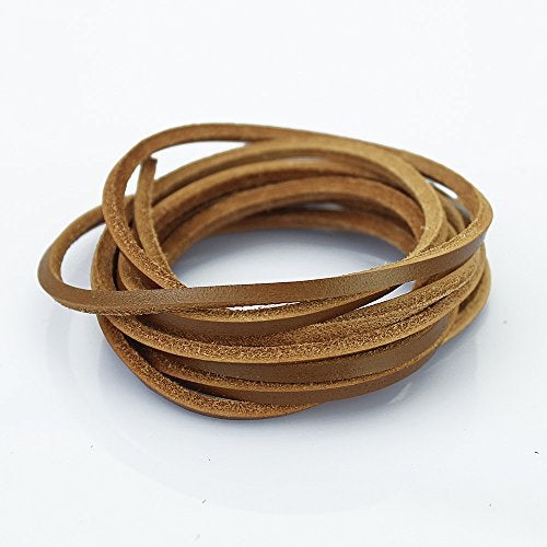 LolliBeads (TM) 3mm Flat Genuine Leather Shoe Lace Boot Lacing Strip Cord Braiding String Light Brown(72 Inches) - Image 3