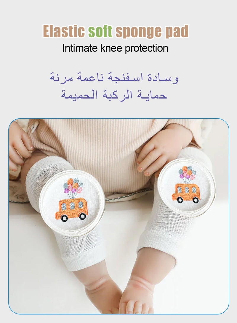 أوربازار مجموعة من قطعتين من وسادات الركبة والجوارب المضادة للانزلاق للأطفال حديثي الولادة من الجنسين، لحماية الركبة والكاحل (سيارة ودب) للأطفال من عمر 1 إلى 3 سنوات - Image 4