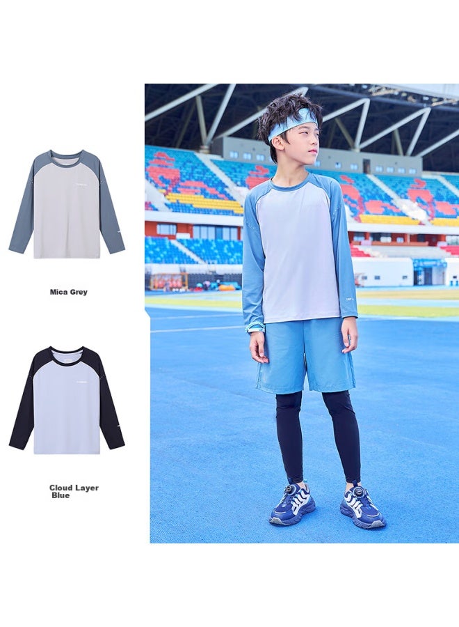 Toread Flagship Children's Quick-dry Sun Protection Shirt For Boys, Spring And Summer Style Undershirt Long-sleeve T-shirt, Mica Gray, Size 150