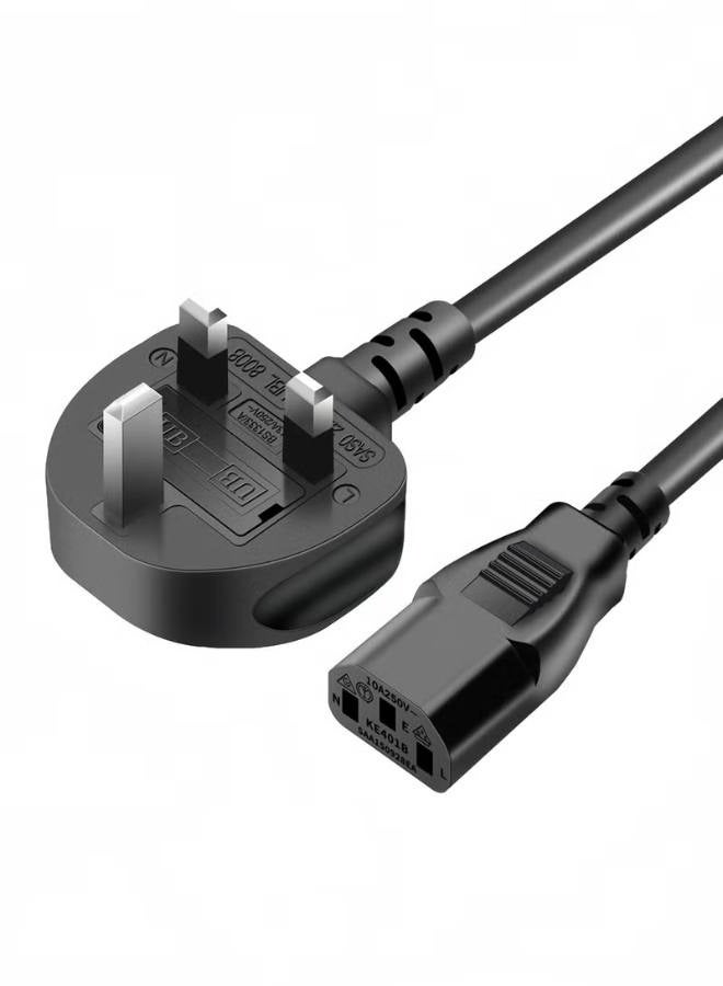1.5m UK power cord with fuse 18AWG 13A/250V for computers, monitors, scanners, printers, UK 3-pin G plug - Image 1