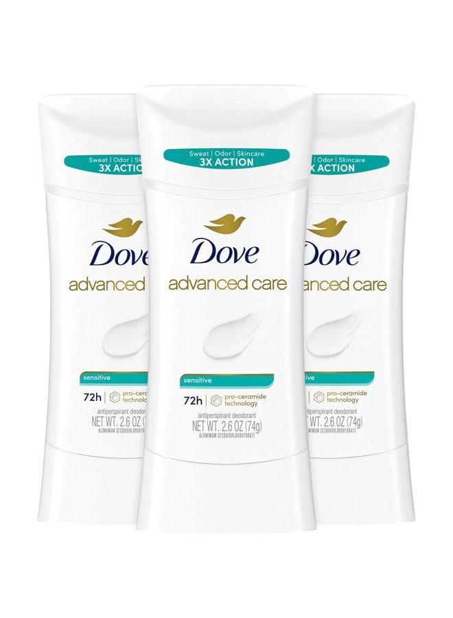 Dove Deodorant 2.6 Ounce Anti-Perspirant Sensitive Stick, 3 Pack, Unscented - Image 1