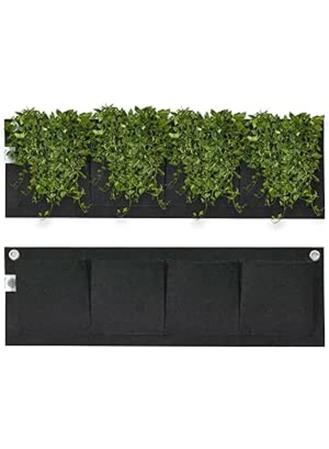 GREENSHEEP Felt Fabric 300 GSM Vertical Hanging Garden, Outdoor Wall Planter with 4 Felt Pockets for Flowers, Vegetables and Herbs, Black (26 in x 8 in) - Image 1