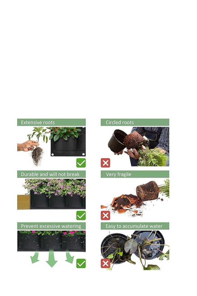 GREENSHEEP Felt Fabric 300 GSM Vertical Hanging Garden, Outdoor Wall Planter with 4 Felt Pockets for Flowers, Vegetables and Herbs, Black (26 in x 8 in) - Image 4