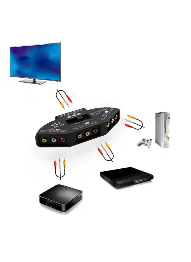 3-Input 1-Output Audio Video AV Switcher Splitter for XBOX/DVD/PS2