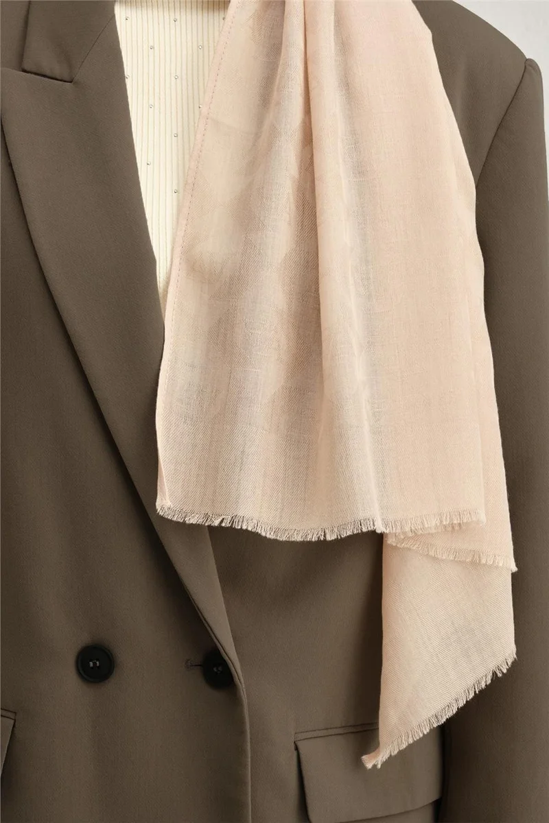 ARMINE Tencel Wool Monogram Pattern Shawl 02