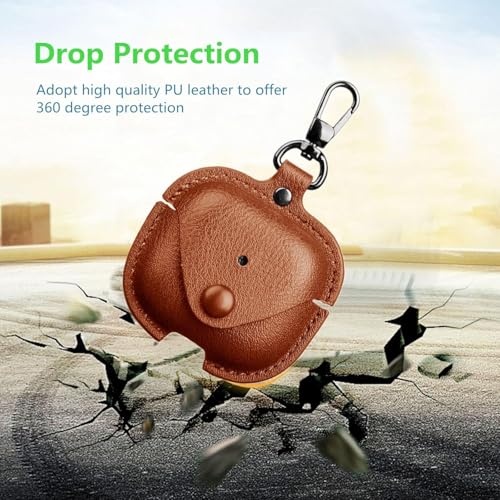 Meyaar Leather Cover Case Compatible with AirPods 4 and AirPods 4 with Active Noise Cancellation (ANC) (2024) Front LED Visible. (Tan) - Image 3