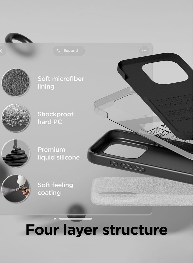 Elago Liquid Silicone for iPhone 15 PRO Case Cover with Full Body Protection, Shockproof, Slim, Anti-Scratch Soft Microfiber Lining - Black - Image 4