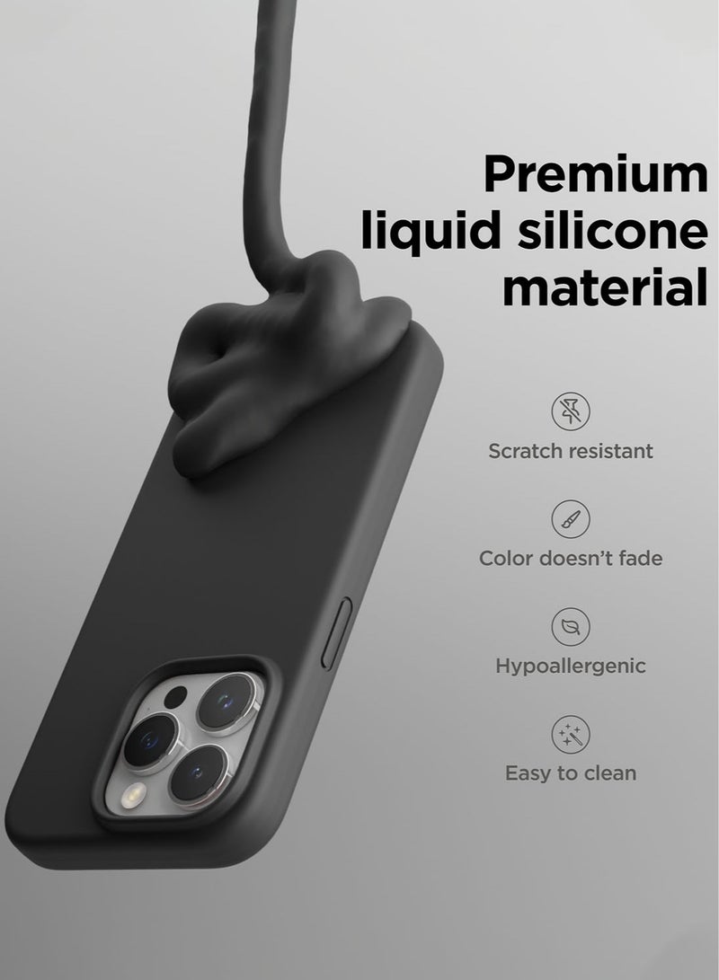 Elago Liquid Silicone for iPhone 15 PRO Case Cover with Full Body Protection, Shockproof, Slim, Anti-Scratch Soft Microfiber Lining - Black - Image 3