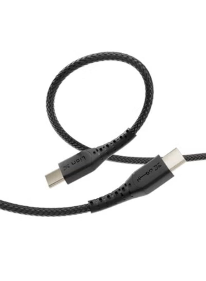 LionX Official 100W PD USB-C to USB-C Fast Charging Cable | 1M Black Braided with Silver Tips | Super Fast Charger For iPhone 17/16, iPad, MacBook & Samsung (Made in Saudi Arabia) - Image 3