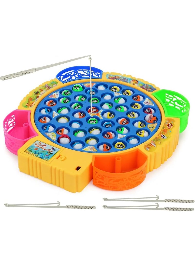 MAGIC VAULT 45 PCS Magnetic Fishing Game – Rotating Musical Fishing Toy Set with 4 Poles, 5 Players, Educational & Family Game for Kids & Toddlers | Gift for Boys & Girls - Image 1