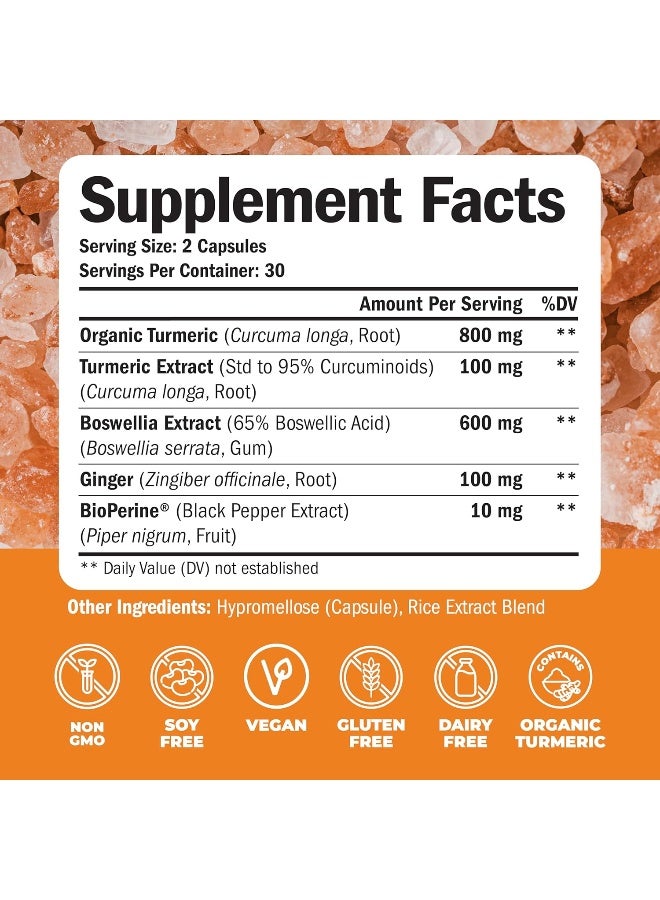 Vimerson Health Turmeric Curcumin With Bioperine, Boswellia And Ginger. Advanced Turmeric Combination. Promotes Healthy Cartilage Function. Vegan, Gluten-Free, Non-Gmo, Natural. 60 Vegetarian Capsules.  - Image 3