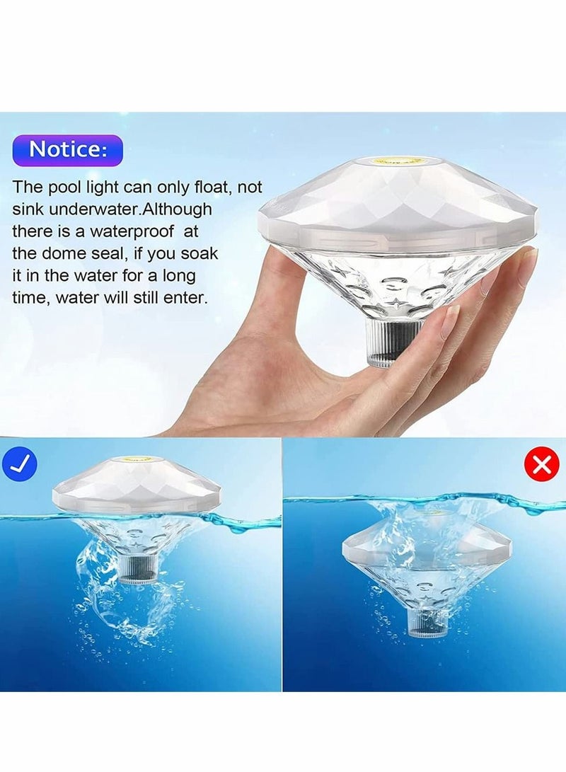 Excefore 2 قطع أضواء حوض السباحة أضواء عائمة تحت الماء أضواء مضادة للماء إضاءة LED مع 7 أوضاع لموسم الحفلات المائية، تزيين بركة، ألعاب حوض الاستحمام الساخن  - Image 3