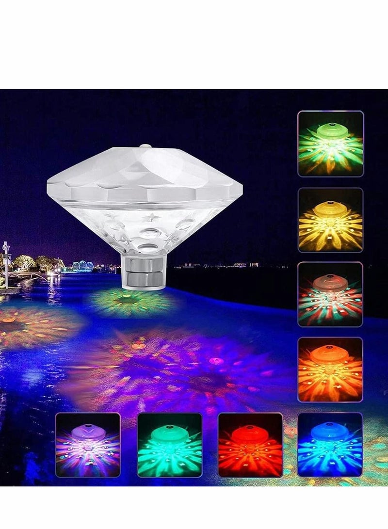 Excefore 2 قطع أضواء حوض السباحة أضواء عائمة تحت الماء أضواء مضادة للماء إضاءة LED مع 7 أوضاع لموسم الحفلات المائية، تزيين بركة، ألعاب حوض الاستحمام الساخن  - Image 2
