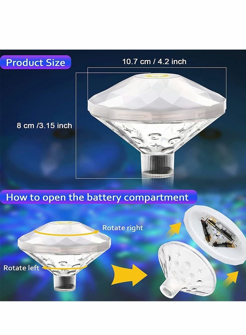 Excefore 2 قطع أضواء حوض السباحة أضواء عائمة تحت الماء أضواء مضادة للماء إضاءة LED مع 7 أوضاع لموسم الحفلات المائية، تزيين بركة، ألعاب حوض الاستحمام الساخن  - Image 4