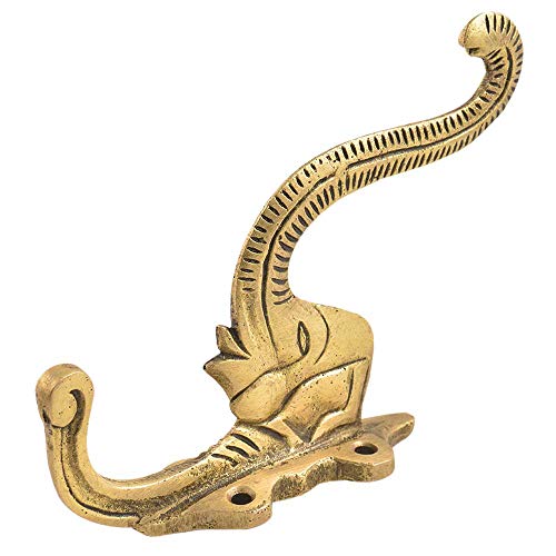 Indian-Shelf IndianShelf Brass Heavy Duty Decorative Vintage Key Holder, Key Wall Hooks for Hanging Coats, Jackets, Leash, Hat, Towel, Backpack, Purse, Handbag for Nursery Decor(Gold) - Image 1