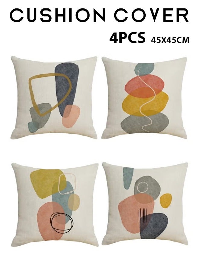 Pillow Covers Set of 4, Throw Pillow Cover,Nordic ins Pillow Set with Olive Leaf Falling Sun Print Decorative Linen Cushion Versatile Soft Sofa Pillow in Living Room,For Living Room Sofa Couch Bed Pillowcases 18x18 inches（Double sided pattern） - Image 1