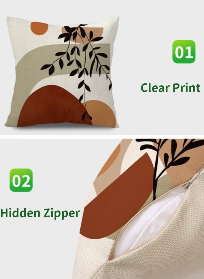 Pillow Covers Set of 4, Throw Pillow Cover,Nordic ins Pillow Set with Olive Leaf Falling Sun Print Decorative Linen Cushion Versatile Soft Sofa Pillow in Living Room,For Living Room Sofa Couch Bed Pillowcases 18x18 inches（Double sided pattern） - Image 4