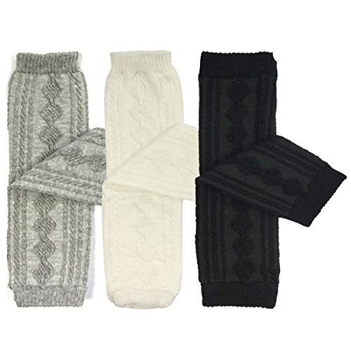 Bowbear 3 Pair Baby and Toddler Leg Warmers, Argyle Grey/White/Black - Image 1