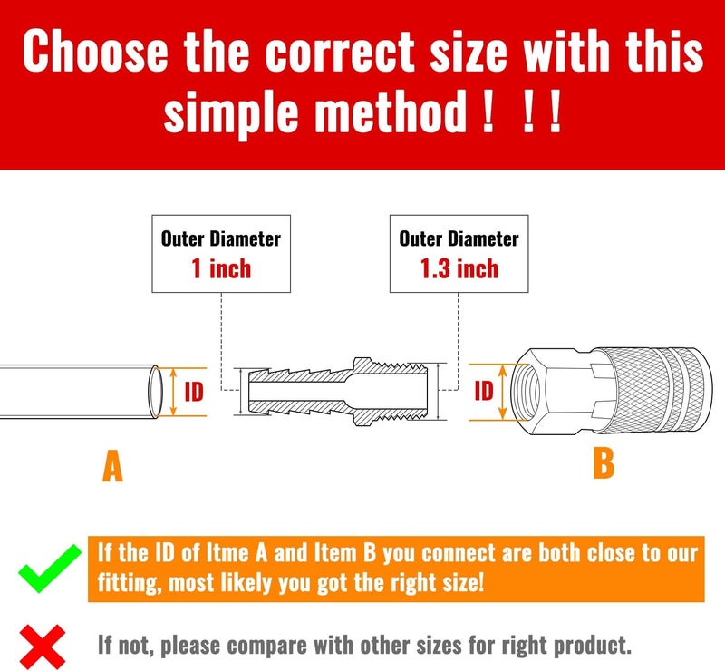 SUNGATOR 1-Inch Hose Barb Fittings, 6-Pack Brass Air Hose Fittings, 1'' Male NPT Pipe Thread × 1-Inch Barb End Adapter, Brass Air Line Repair Kit for Compressor - Image 4