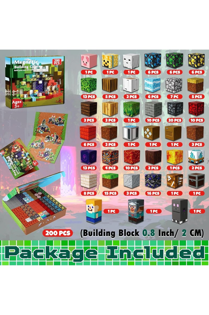 200 PCS Magnetic Blocks (More Pieces) - 2cm Magnet Cubes, Build Your Own Magnet Worlds | STEM Sensory Toys for Toddlers & Kids Ages 3-10, Classroom Gifts - Image 2