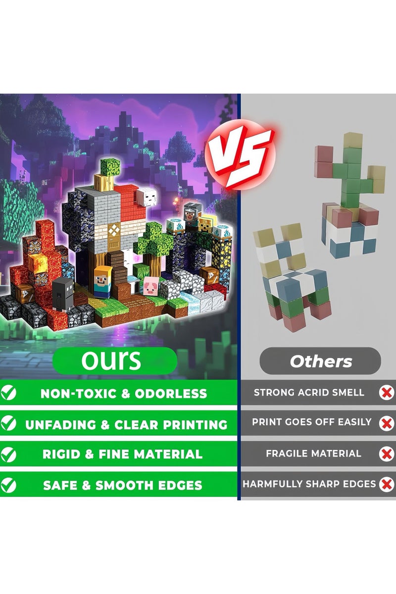 200 PCS Magnetic Blocks (More Pieces) - 2cm Magnet Cubes, Build Your Own Magnet Worlds | STEM Sensory Toys for Toddlers & Kids Ages 3-10, Classroom Gifts - Image 4