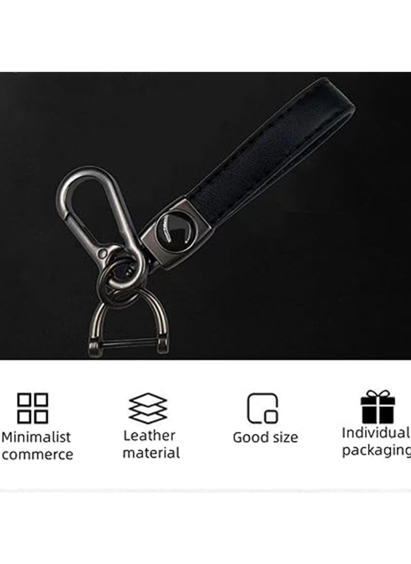 Generic (Pack of 2) Mercedes Logo Genuine Leather Car Keychain Universal Keychain Ring Accessory Family Gift Suitable for Men and Women Black  - Image 3