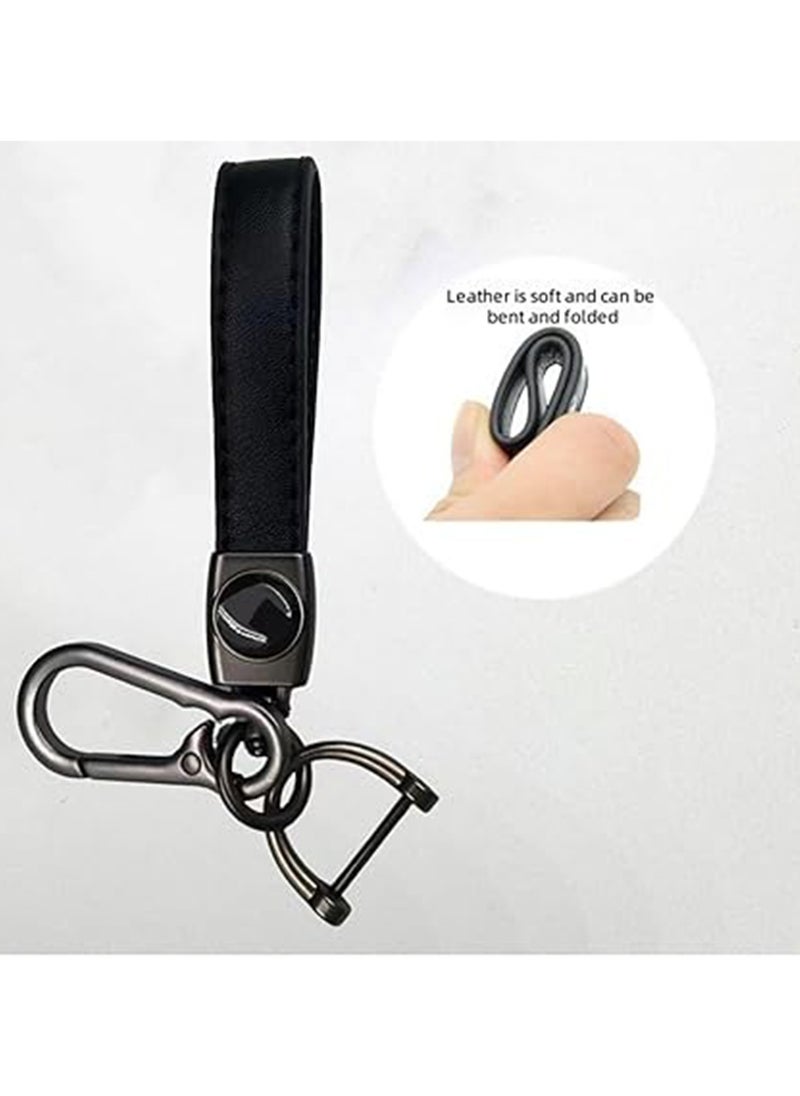 Generic (Pack of 2) Mercedes Logo Genuine Leather Car Keychain Universal Keychain Ring Accessory Family Gift Suitable for Men and Women Black  - Image 4