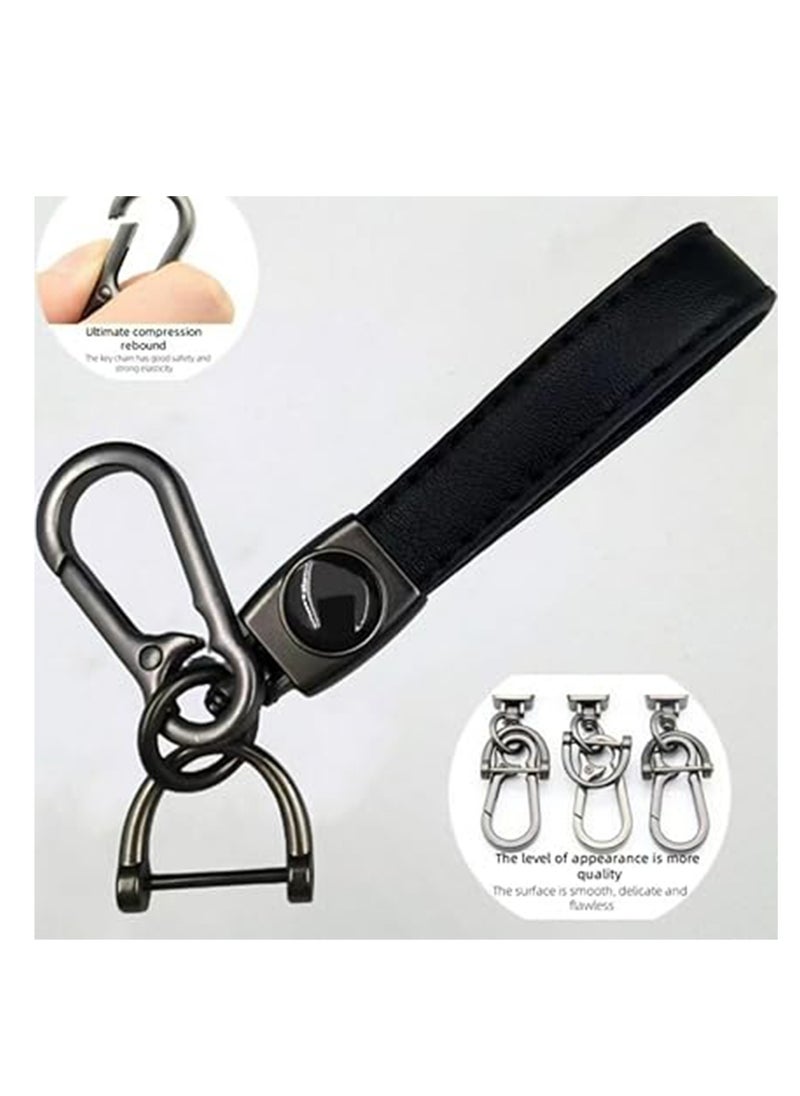 Generic (Pack of 2) Mercedes Logo Genuine Leather Car Keychain Universal Keychain Ring Accessory Family Gift Suitable for Men and Women Black  - Image 5