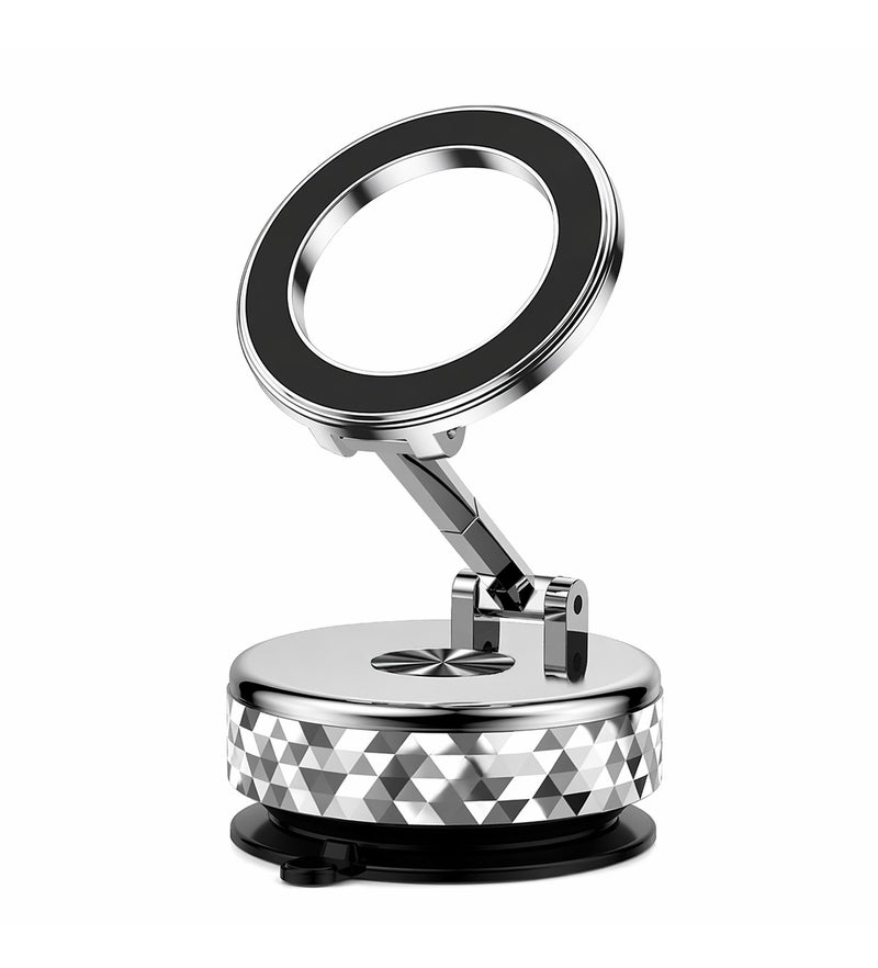 O2. 360° Adjustable Magnetic Car Phone Holder with Vacuum Suction Base and Strong Magnetic Grip - Image 1