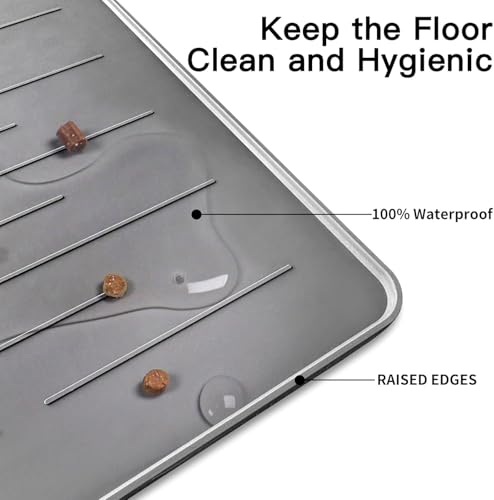Ultibe 48" x 32" XXXL Largest Pet Food Mat, Silicone Dog Mats for Food and Water, Nonslip Pet Feeding Mats for Floors,Dog Cat Bowl Mat with Raised Edges, Dark Gray - Image 3