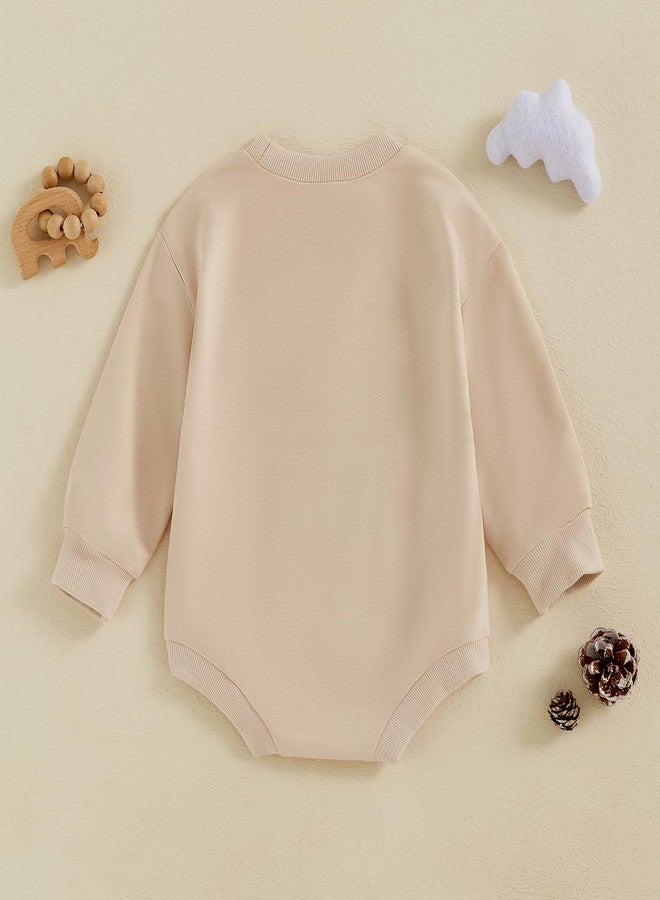 Honganda Baby Boy 1st Birthday Outfit Long Sleeve Cowboy Hat Wild One Bubble Romper Sweatshirt Fall First Birthday Clothes (Khaki, 6-12 Months) - Image 3