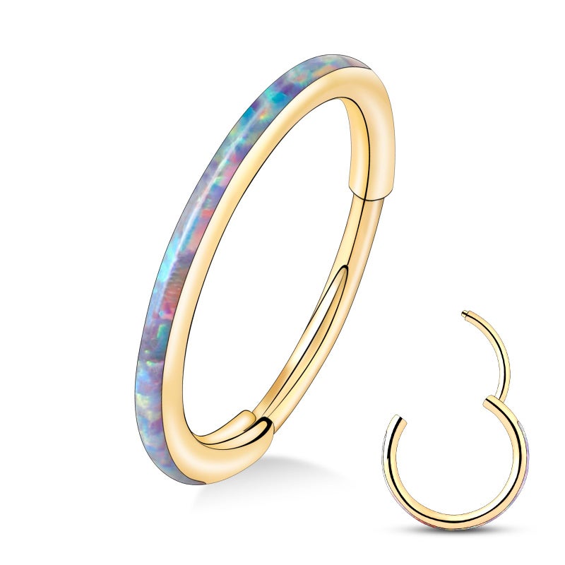 ONESING 20G Gold Nose Ring Hoop Stainless Steel Nose Hoop Hypoallergenic Hinged Hoop Nose Rings Nose Piercings Jewelry Septum Helix Cartilage Conch Lip Tragus Body Piercings for Women Men 8mm - Image 1