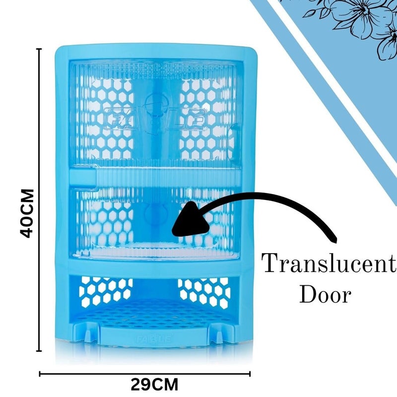 Nabhya Multi Purpose Plastic Corner Rack with Door Wall Mount Bathroom Corner Storage Shelf for Kitchen, Living Room, Bathroom (Blue) - Image 3