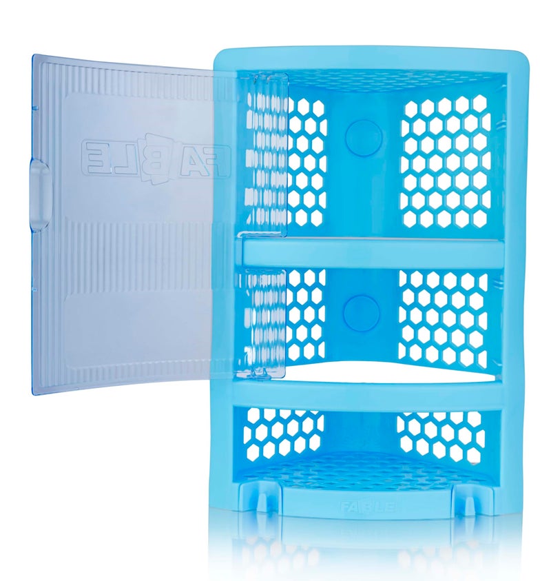 Nabhya Multi Purpose Plastic Corner Rack with Door Wall Mount Bathroom Corner Storage Shelf for Kitchen, Living Room, Bathroom (Blue) - Image 1