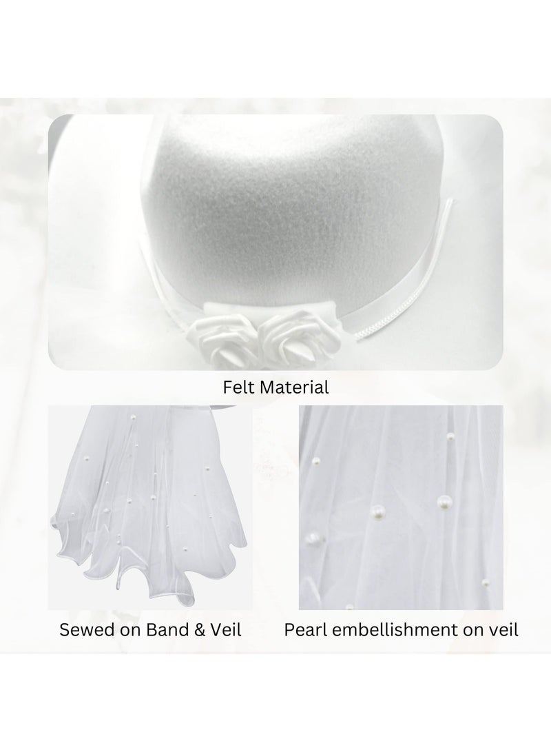 نيبمينينت SYOSI Bridal Cowboy Hat and Veil Bachelorette Party,White Cowgirl Wedding Shower Decoration,Bride to be Gift,Country-Western Novelty - Image 3