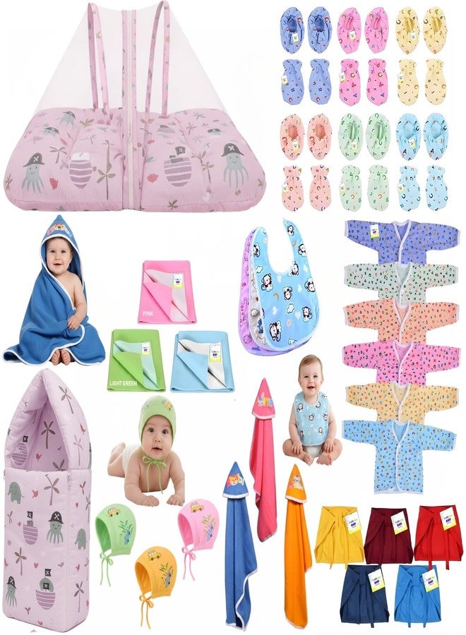 Toddylon Newborn Baby Products Gift Set 37 in 1 Combo Essential Clothing Gift Kit For Infants Ideal Baby Shower Gifts Pack Complete Daily Items Combos Hospital Kit Baby’s Clothes (0-6 Months) (Purple) - Image 1