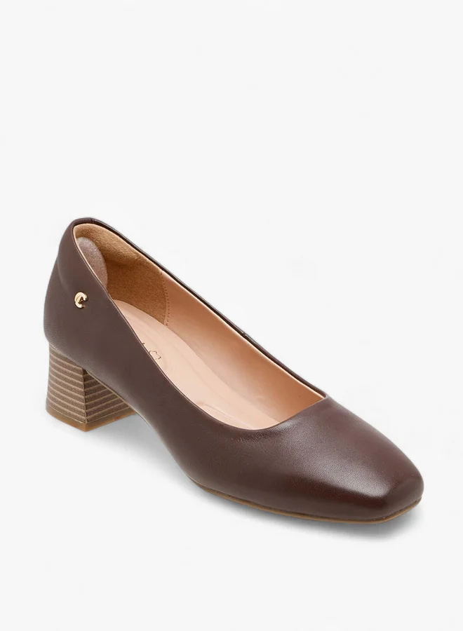 Le Confort Women's Solid Leather Slip-On Pumps with Block Heels