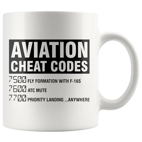 Panvola Aviation Cheat Codes Pilot Airplane Aerospace Student Coffee Ceramic Mug (11 oz) - Image 1