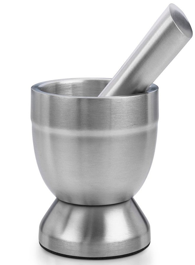 MEDca Pill Crusher - 304 Food Grade Stainless Steel Mortar and Pestle Medicine Grinder Set - Non-Slip Splitter to Easily Crush Medicine Pills Tablets Vitamins to Fine Powder for Adults, Seniors, Dogs, Pets - Image 1
