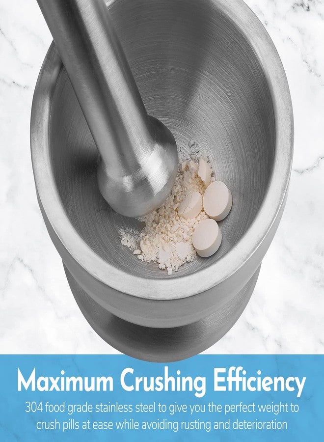 MEDca Pill Crusher - 304 Food Grade Stainless Steel Mortar and Pestle Medicine Grinder Set - Non-Slip Splitter to Easily Crush Medicine Pills Tablets Vitamins to Fine Powder for Adults, Seniors, Dogs, Pets - Image 5