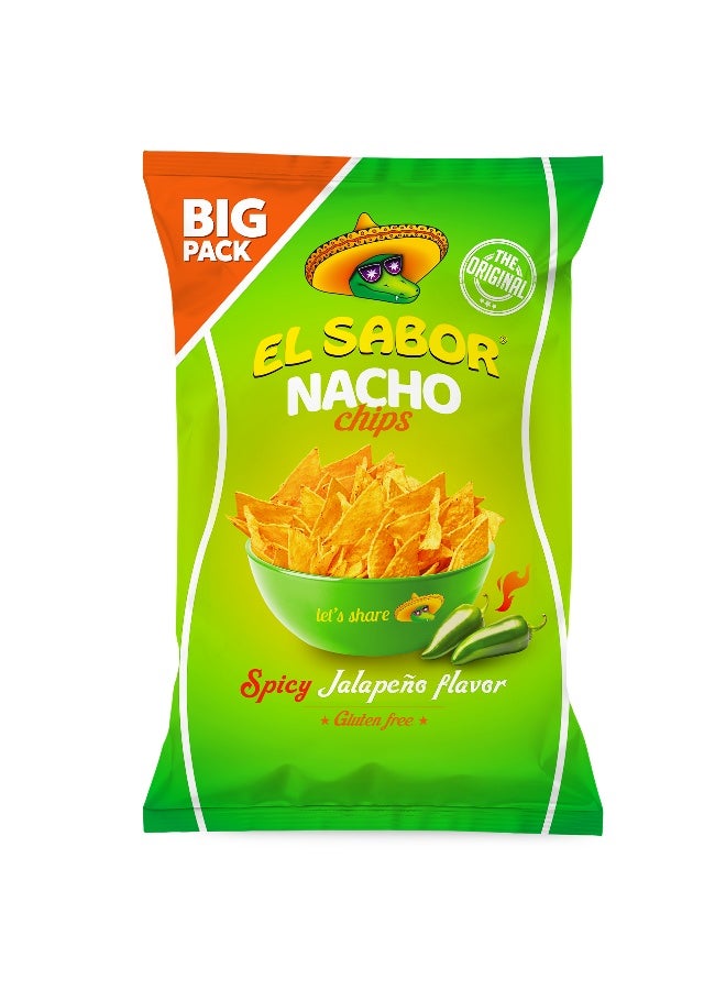 El Sabor Nacho Chips Spicy Jalapeno 180G, Corn Tortilla Chips For Dips Parties And Snacking - Image 1