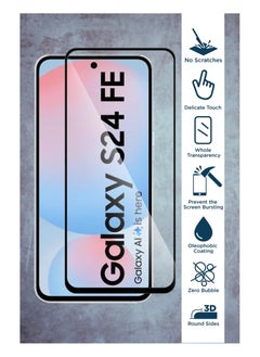Waldic Samsung Galaxy S24 FE Screen Protector | Tempered Glass Compatible with Samsung Galaxy S24 FE | Screen Protector Full HD Quality Tempered Glass Anti-Scratch Edge to Edge Coverage with Easy Installation Kit - Black  - Image 2