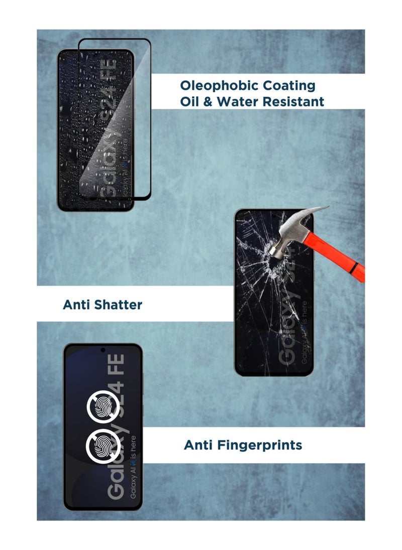 Waldic - Samsung Galaxy S24 FE Screen Protector | Tempered Glass Compatible with Samsung Galaxy S24 FE | Screen Protector Full HD Quality Tempered Glass Anti-Scratch Edge to Edge Coverage with Easy Installation Kit - Black - Image 1