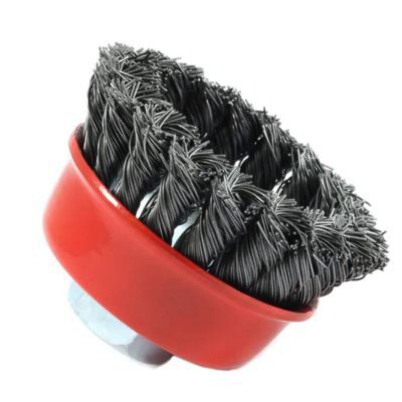 Forney 72757 Wire Cup Brush, Knotted with 5/8-Inch-11 Threaded Arbor, 2-3/4-Inch-by-.020-Inch - Image 2
