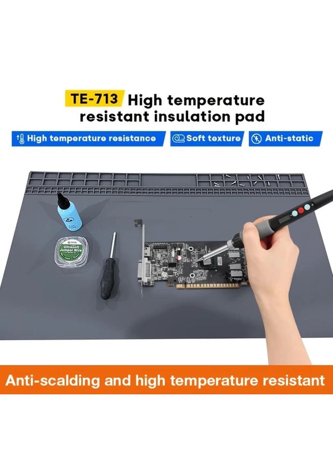 Large Blue Heat Resistant Silicone Work Mat For Phone Repair Soldering - Image 2