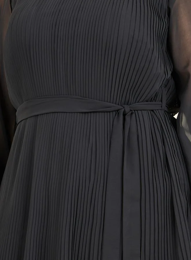Styli Pleated Chiffon Dress