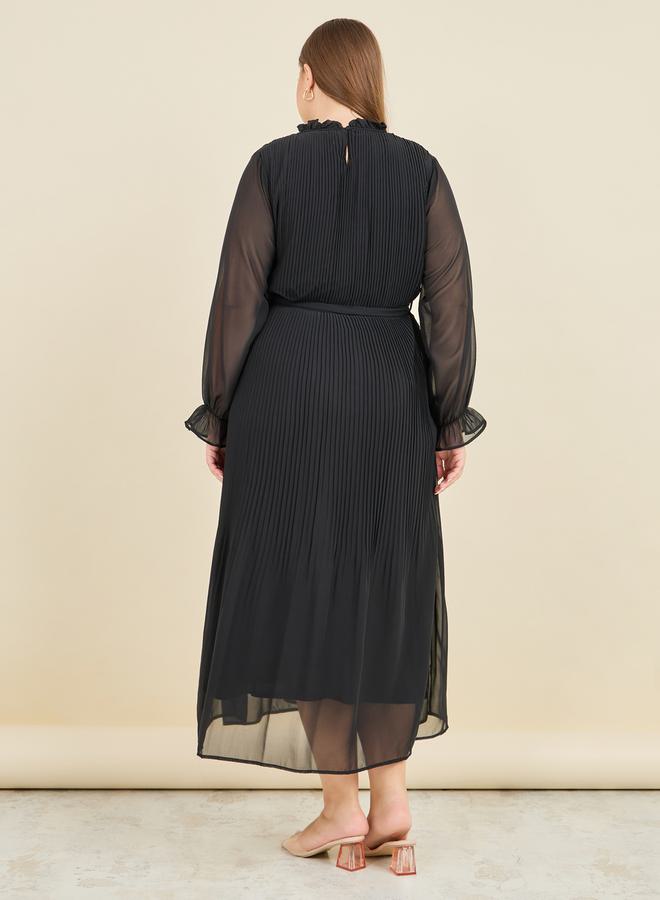 Styli Pleated Chiffon Dress - Image 4